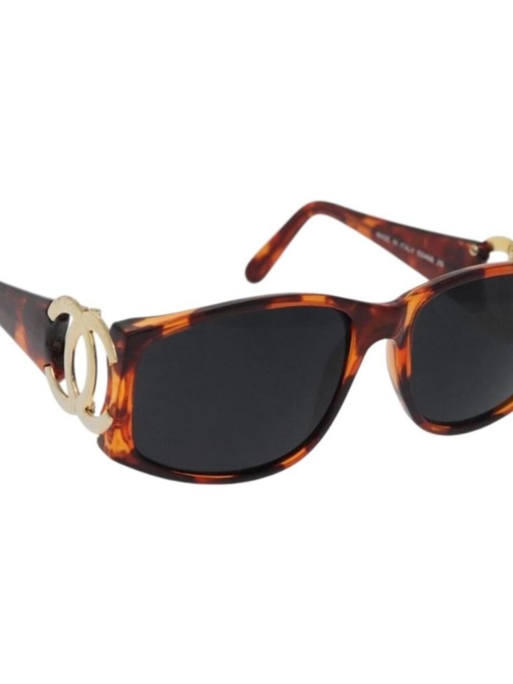 CHANEL COCO Mark Sunglasses Plastic Brown Gold CC Auth 181291M